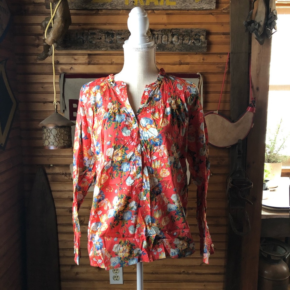 J.CREW Liberty Floral Ruffle Popover Top